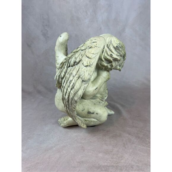 Vintage Sleeping Cherub Statue Guardian Angel Large Worn Finish - Picture 4 of 6